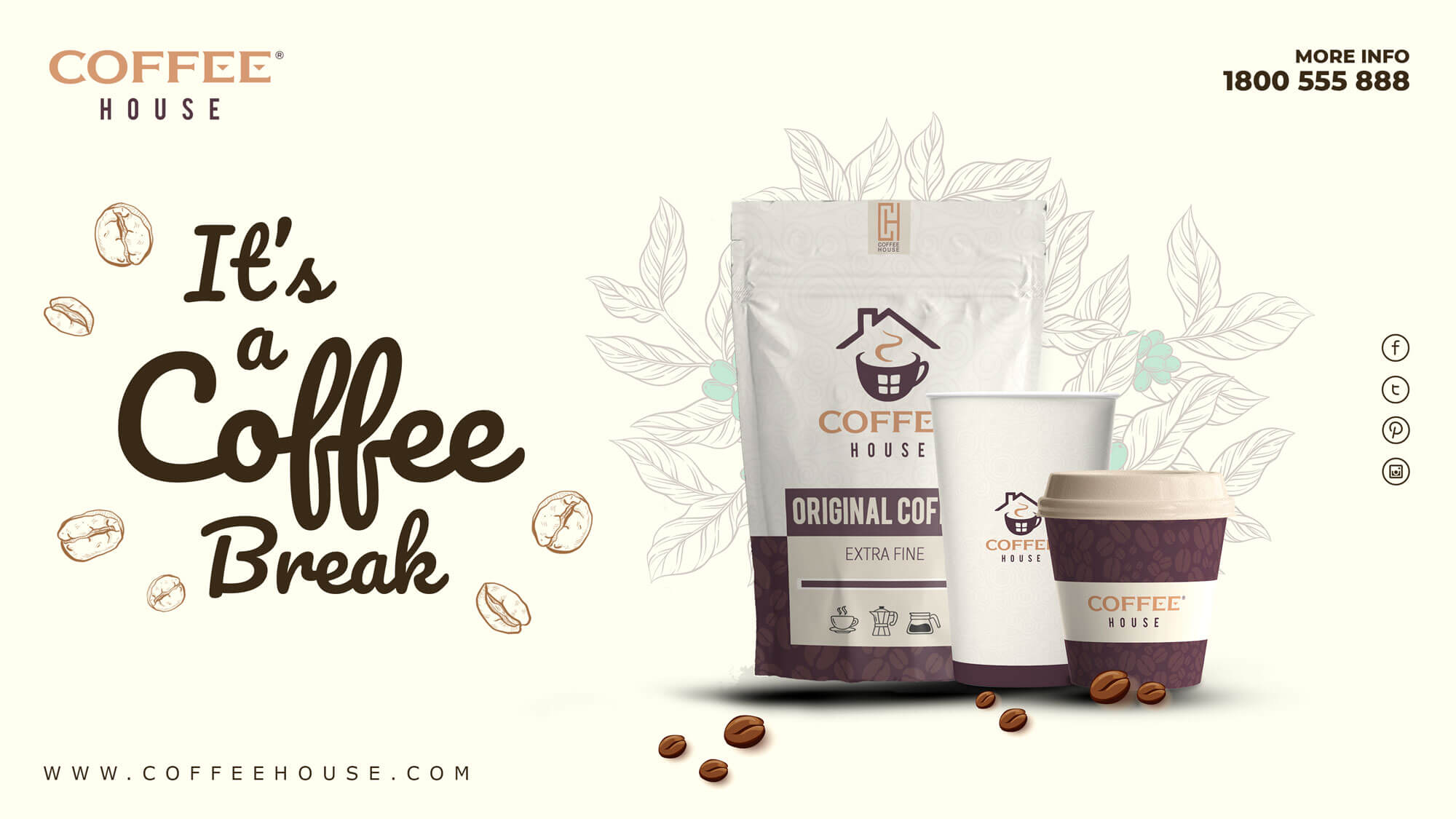 Coffee House brand overview — identity applied across stationery and print